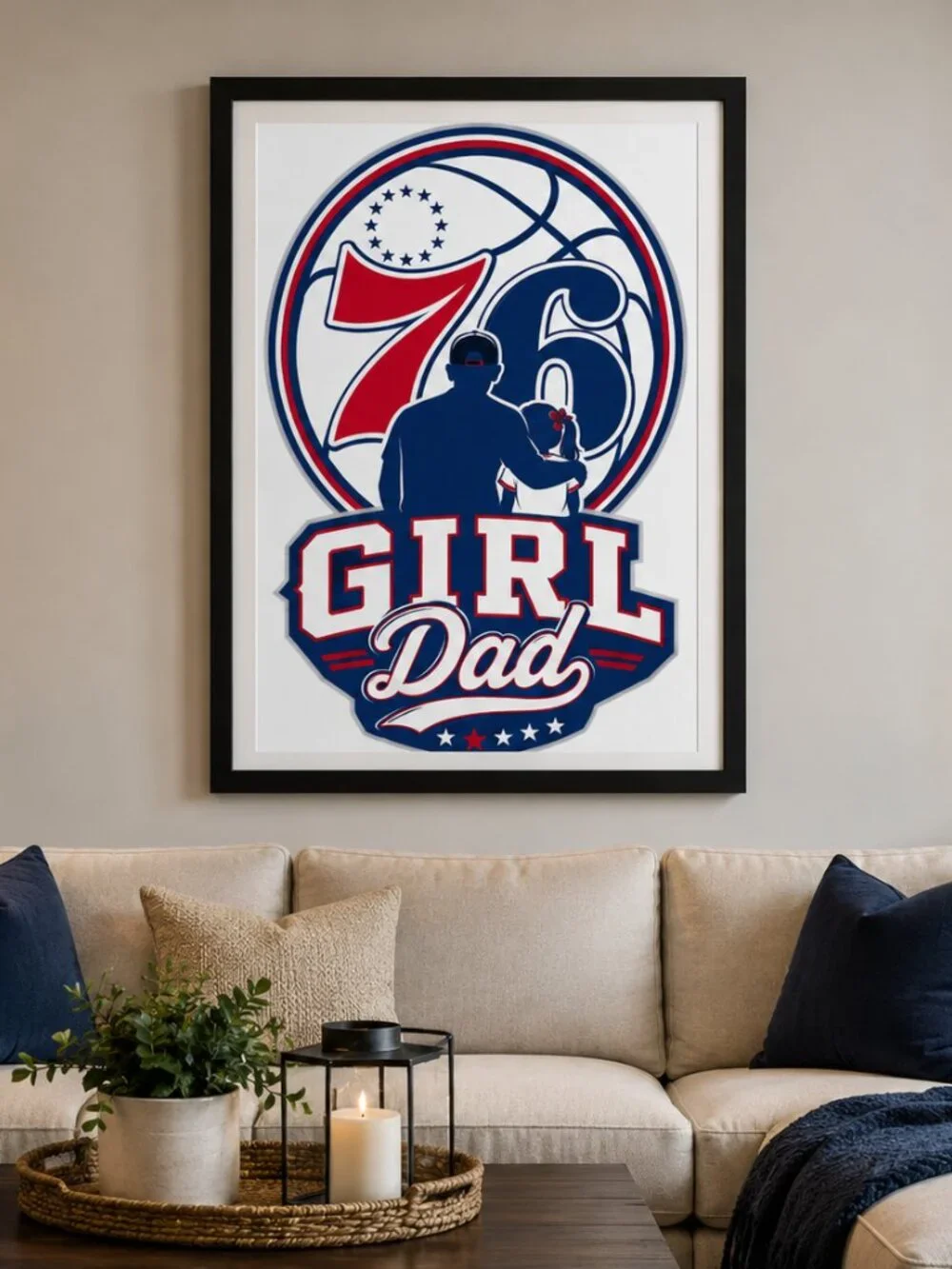 Girl Dad Philadelphia 76ers Father Daughter Framed | Wall Art 13x19